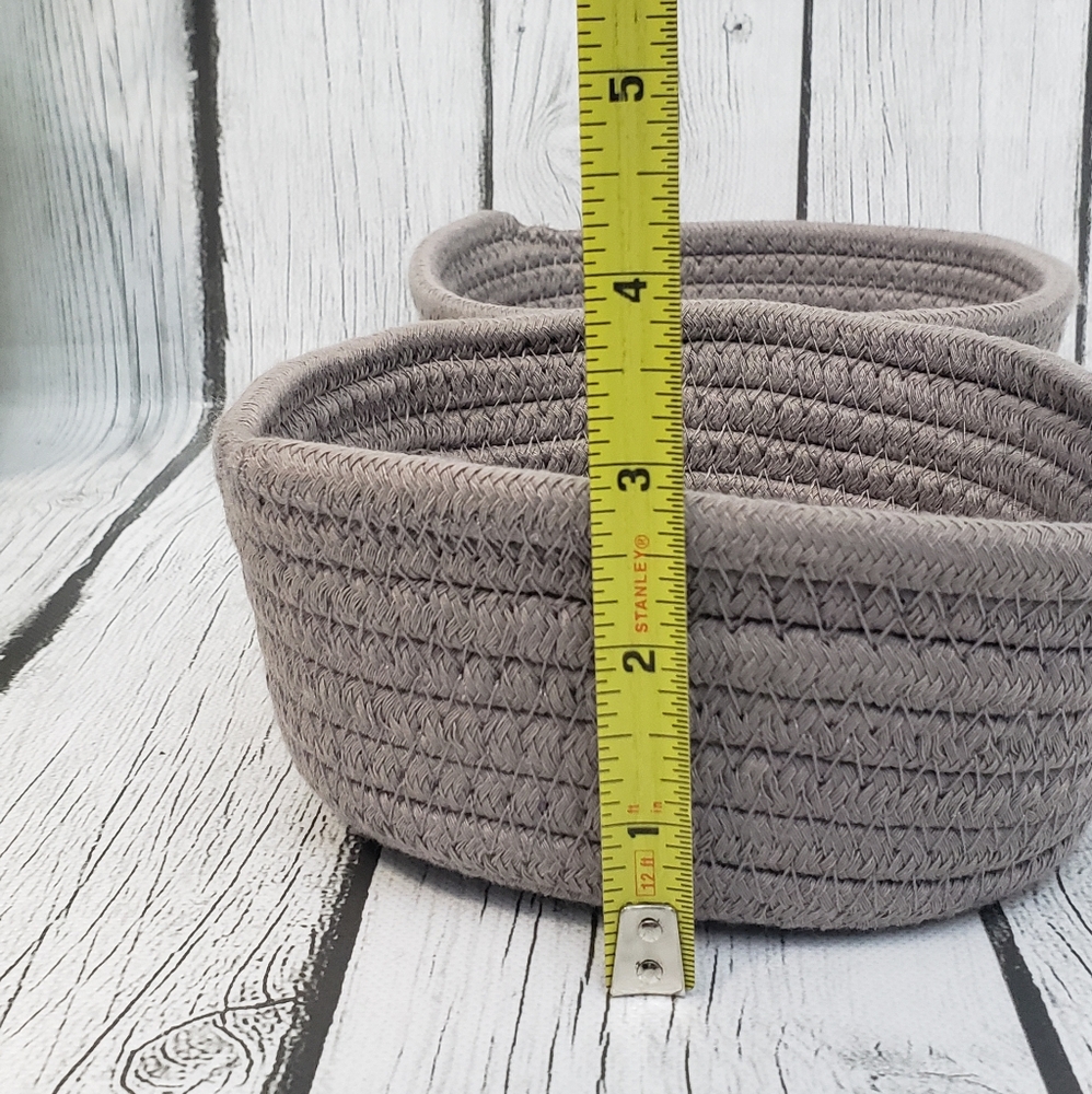 2 Cotton Rope Storage Baskets - Grey - Picture 9 of 11